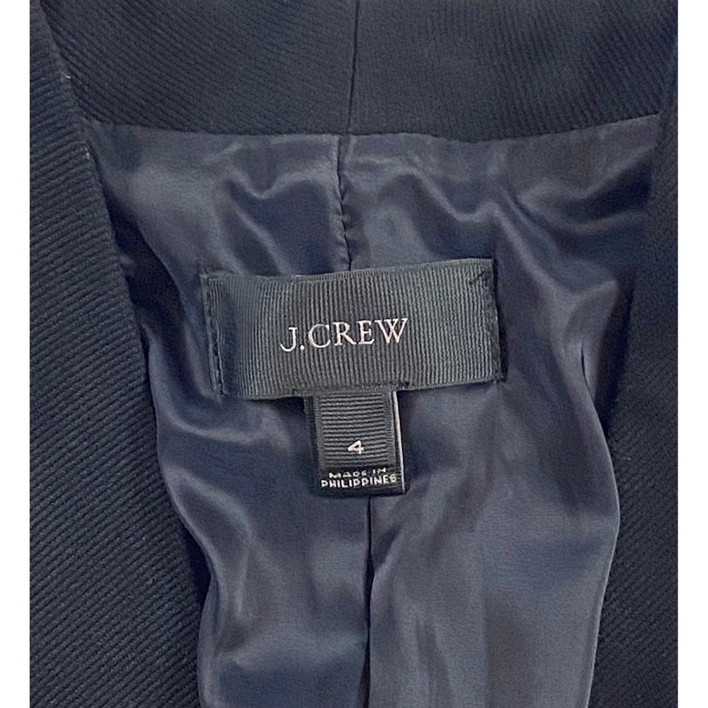 J Crew Black Collarless V Neck Blazer Jacket‎ Womens Size 4 - Picture 3 of 6